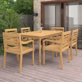 vidaXL 7 pcs conjunto de jantar para jardim madeira de teca maciça