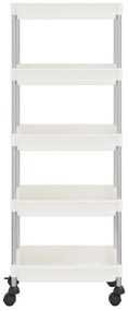 Carrinho cozinha c/ 5 prateleiras ferro/ABS 42x29x128 cm branco