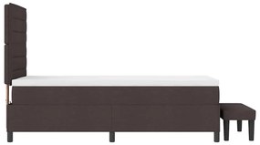 Cama Box com Colchão &amp; Banco Castanho 100x200 cm Tecido