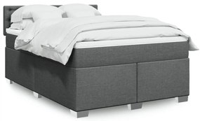 vidaXL Cama com molas/colchão 160x200 cm tecido cinzento-escuro