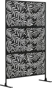 Biombo de 3 Peças Separador de Ambiente com Desenho em Ramos Biombo para Exterior 122x45x198 cm Preto