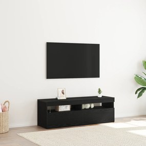 Estante para TV vidaXL com LED Carvalho Preto 120x35x40 cm Madeira de Engenharia
