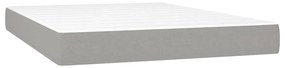 Cama box spring c/ colchão e LED 140x190 cm tecido cinza-claro