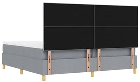 Cama Box Spring com Colchão e Banco Cinzento Claro 200x200 cm de Tecid