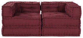 vidaXL Sofá Modular 2 pcs Maroons 140 x 70 x 56 cm tecido