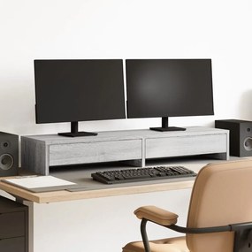 vidaXL Suporte p/ monitor c/ gavetas derivados madeira cinzento sonoma