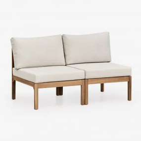 Sofá Modular De Jardim De 2 Peças Em Madeira De Acácia Branson Branco Gardênia - Castanho Acácia - Sklum