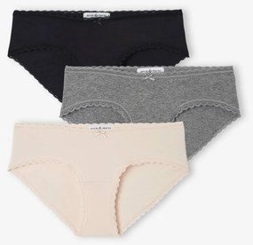 Lote de 3 shorties, em algodão biológico, para grávida, ENVIE DE FRAISE rosa-pálido