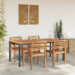 Mesa de Jardim vidaXL 180x90x75 cm em Madeira de Acácia Sólida e Metal