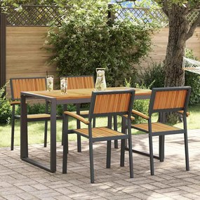vidaXL Conjunto de Jantar de Jardim 5 Peças em Madeira de Acácia Sólida e Metal