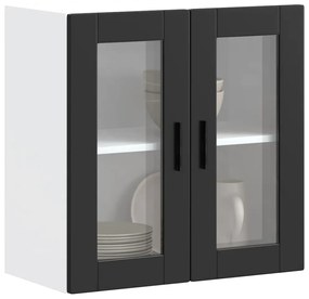 Armário de parede de cozinha com porta de vidro Porto preto