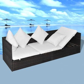 vidaXL Espreguiçadeira Castanho 200 x 60 x 58 cm vime PE