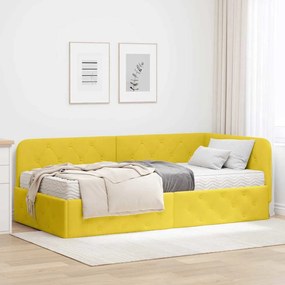 vidaXL Estrutura de Cama de Canto Amarelo 100 x 200 cm Veludo
