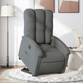 vidaXL Poltrona reclinável elevatória elétrica tecido cinzento-escuro