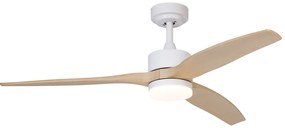 Ventoinha de Teto Branca com Efeito Madeira 132cm Com LED Regulável e Controlo Remoto - Joly