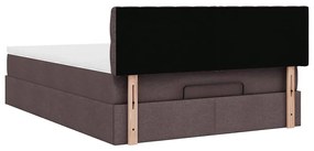 Cama otomana com colchão 140x190 cm tecido castanho escuro