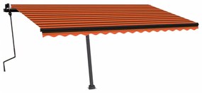 Toldo retrátil manual independente 450x350cm laranja e castanho