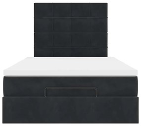 Estrutura de cama otomana com colchões 120x200 cm veludo preto