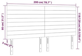 Cabeceira de cama c/ LED veludo 200x5x118/128 cm cinza-escuro