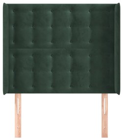 Cabeceira cama c/ abas veludo 93x16x118/128 cm verde-escuro