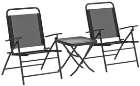 Conjunto de Mesa e Cadeiras de 3 Peças Móveis de Jardim Dobráveis com