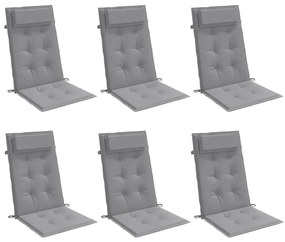 Almofadões p/ cadeira encosto alto 6 pcs tecido oxford cinzento