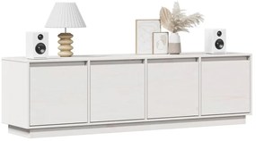 Móvel de TV 156x37x45 cm madeira de pinho maciça branco