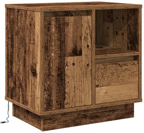 Criados-Mudos  com Luzes LED 2 pcs Madeira Velha 50x34,5x50 cm