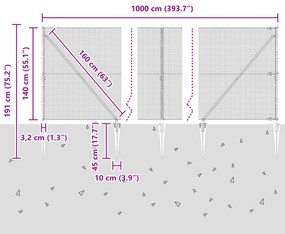 Cerca de Arame Soldado com 7 Estacas Cinza 1,4x10 m Aço