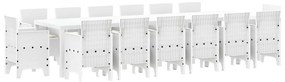 Conjunto de Jantar de Jardim 15 pcs Branco Largo