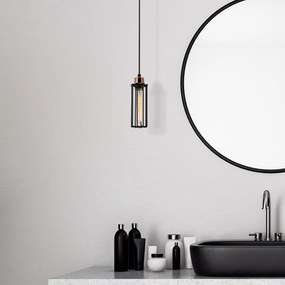 Candeeiro de Teto Likya – Preto e Bronze – Diâmetro 10 cm, Altura 112