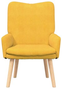 Poltrona Relaxante vidaXL Amarelo Claro em Tecido de Veludo