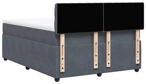 Cama com molas/colchão 140x190 cm veludo cinzento-escuro