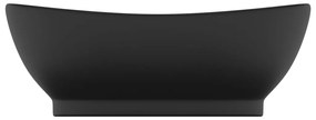 Lavatório luxuoso oval 58,5x39 cm cerâmica preto mate