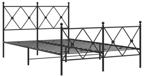 Estrutura de cama com cabeceira e pés 120x190 cm metal preto