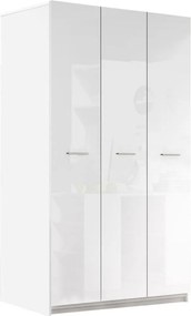 Roupeiro Salmere 107, Branco, Branco brilhante, 198x120x55cm, 106 kg, Portas de roupeiro: Com dobradiças, Número de prateleiras: 6, Número de prateleiras: 6