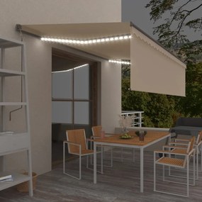 vidaXL Toldo retrátil manual com estore/LED 5x3 m cor creme