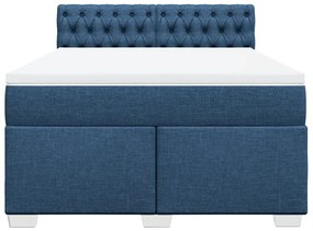 Cama com molas/colchão 140x200 cm tecido azul