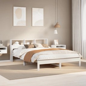 Cama sem colchão 140x190 cm madeira de pinho maciça branco