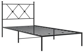 Estrutura de cama com cabeceira 90x200 cm metal preto