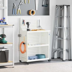 vidaXL Carro de Ferramentas com prateleira Branco 65 x 35 x 111 cm