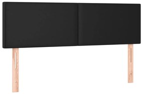 Cabeceira de cama c/ LED couro artificial 144x5x78/88 cm preto