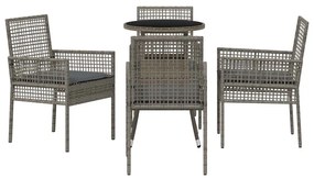 Conjunto de Jantar de Jardim 5 Peças Cinza Polirattan