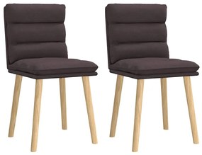Cadeiras de jantar 2 pcs tecido castanho-escuro