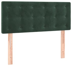 Cama box spring c/ colchão/LED 90x200 cm veludo verde-escuro