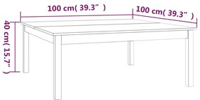 Mesa de centro 100x100x40 cm pinho maciço castanho mel