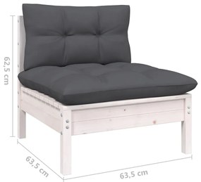 4 pcs conjunto lounge de jardim c/ almofadões pinho branco