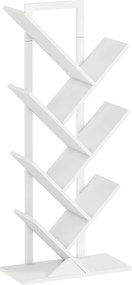 Estante em Forma de Árvore de 7 Níveis Estante de Livros com 7 Prateleiras e Estrutura de Aço  50x24x109 cm Branco