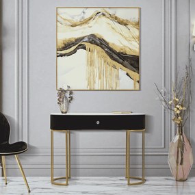 MESA DE CONSOLA MONTPELLIER 100x43x74 CM PRETA E DOURADA