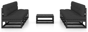 9 pcs conjunto lounge de jardim c/ almofadões pinho maciço